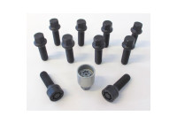 Juego de tornillos de rueda H&R, convexos, R14 M14x1,50 - Longitud 60 mm - Negro - 10 piezas (p. ej. Mercedes, VW T4