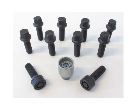 Juego de tornillos de rueda H&R, convexos, R14 M14x1,50 - Longitud 60 mm - Negro - 10 piezas (p. ej. Mercedes, VW T4