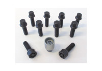 Juego de tornillos de rueda H&R, convexos, R14 M14x1,50 - Longitud 68 mm - Negro - 10 piezas (p. ej. Mercedes, VW T4