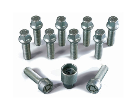 Juego de tornillos de rueda H&R convexos R15 M14x1,50 - Longitud 40 mm - 10 piezas (p. ej. Mercedes, VW T4) - incluy