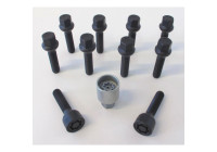 Juego de tornillos de rueda H&R, convexos, R16 M14x1,50 - Longitud 43 mm - Negro - 10 piezas (p. ej., VAG) - incluye