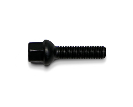 Tornillo de rueda H&R convexo R12 M12x1,50 - Longitud 50 mm - Negro (p. ej. Mercedes)