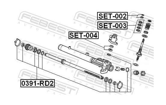Kit de reparación, caja de dirección