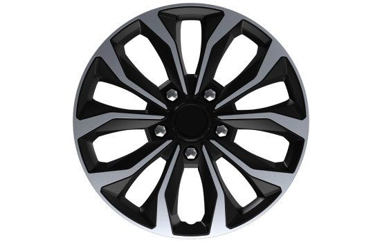 Juego de 4 cubiertas para ruedas AutoStyle Hornet Pro de 15 pulgadas en color plata/negro