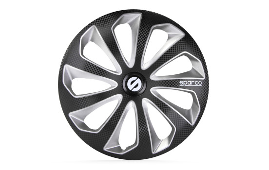 Juego de 4 cubiertas para ruedas Sparco Sicilia de 14 pulgadas en negro/plata/carbono