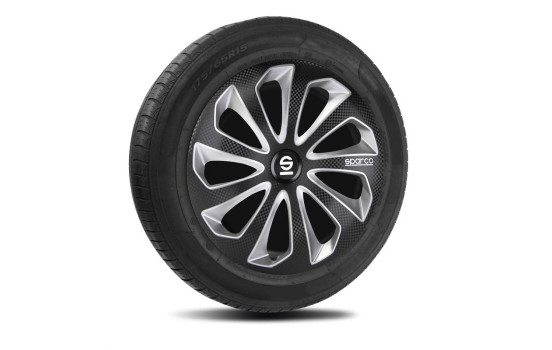 Juego de 4 cubiertas para ruedas Sparco Sicilia de 14 pulgadas en negro/plata/carbono, Imagen 2