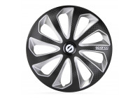 Juego de 4 cubiertas para ruedas Sparco Sicilia de 15 pulgadas en negro/plata/carbono