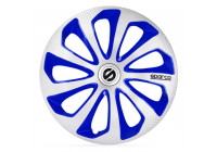 Juego de 4 cubiertas para ruedas Sparco Sicilia de 16 pulgadas en color plata/azul/carbono