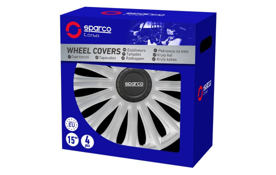 Juego de 4 cubiertas para ruedas Sparco Treviso de 16 pulgadas plateadas, Imagen 3
