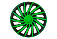 Juego de tapacubos Kendo de 13 pulgadas, color negro y verde