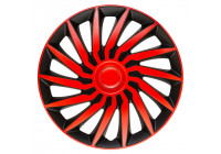 Juego de tapacubos Kendo de 15 pulgadas, negro/rojo