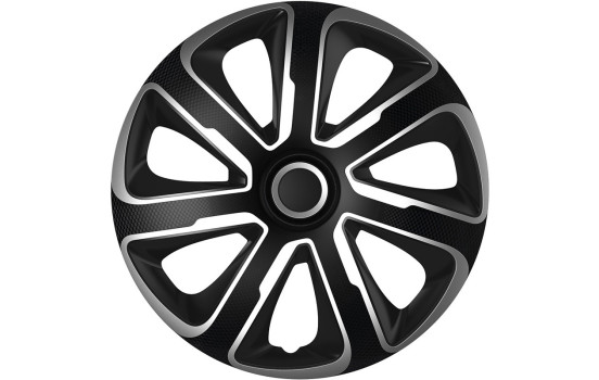 Juego de tapacubos Livorno de 13 pulgadas con efecto carbono plateado/negro