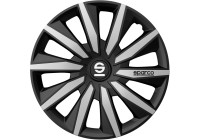 Tapacubos Sparco Milano - 15 pulgadas - Negro/Plateado - Juego de 4