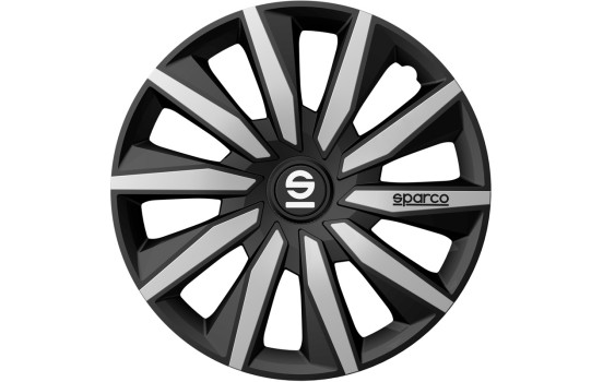 Tapacubos Sparco Milano - 15 pulgadas - Negro/Plateado - Juego de 4