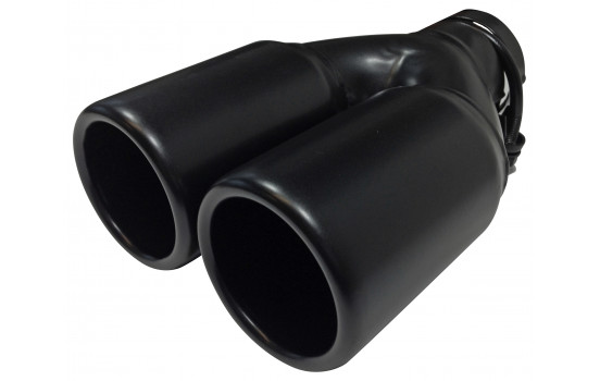 Cache d'échappement Acier / Noir - 2x rond 76mm - longueur 220mm - connexion 45-60mm