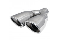 Embout d'échappement Simoni Racing Double Ovale/Incliné Inox - 167x67xL220mm - Fixation 37->57mm - Droite