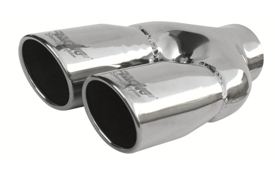 Embout d'échappement Simoni Racing Double Rond/Incliné Inox - Diamètre 76mm - Longueur 230mm - Fixation 58mm