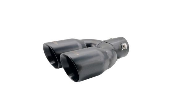 Embout d'Echappement Simoni Racing Double Rond/Incliné Inox Noir - Ø2x76xL240mm - Montage 34-60mm