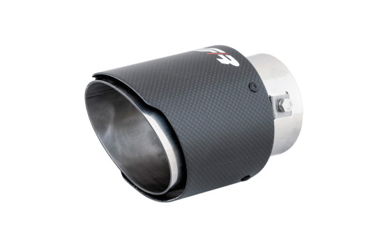 Embout d'Echappement Simoni Racing Rond/Incliné Carbone Mat+Inox - 102xL155mm - Montage 50-76m
