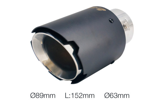 Embout d'échappement Simoni Racing rond/incliné, noir mat et acier inoxydable - Ø89 x L152 mm - Fixation : 35-62 , Image 2