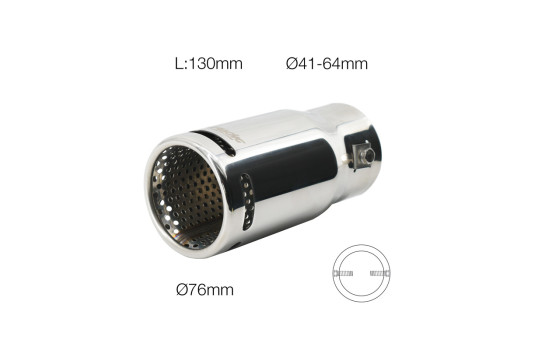 Embout d'Echappement Simoni Racing Rond Inox - Ø76xL130mm - Montage 41-64mm, Image 2