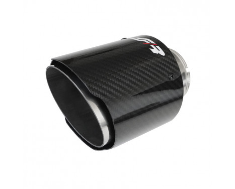 Embout d'échappement Simoni Racing Round / Oblique Glossy-Carbon + Inox - 89xL155mm - Assemblage 63mm