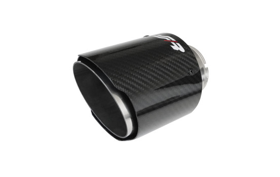 Embout d'échappement Simoni Racing Round / Oblique Glossy-Carbon + Inox - 89xL155mm - Assemblage 63mm