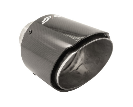 Embout d'échappement Simoni Racing Round / Oblique Glossy-Carbon + Inox - 89xL155mm - Assemblage 63mm, Image 3