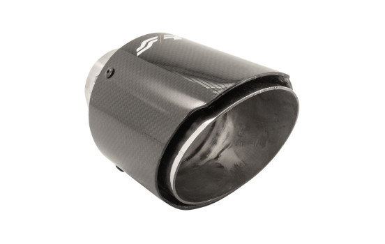 Embout d'échappement Simoni Racing Round / Oblique Glossy-Carbon + Inox - 89xL155mm - Assemblage 63mm, Image 3