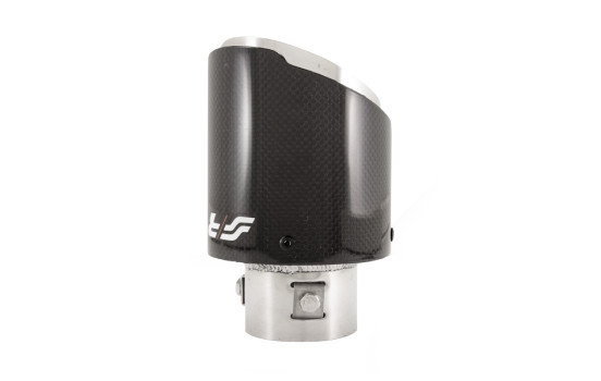 Embout d'échappement Simoni Racing Round / Oblique Glossy-Carbon + Inox - 89xL155mm - Assemblage 63mm, Image 4