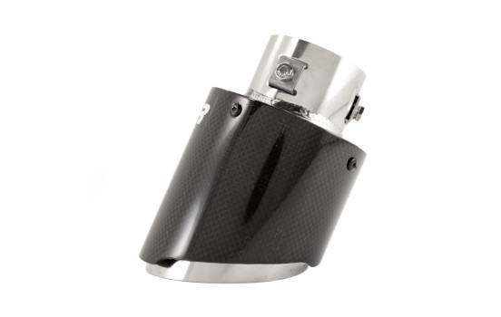Embout d'échappement Simoni Racing Round / Oblique Glossy-Carbon + Inox - 89xL155mm - Assemblage 63mm, Image 6
