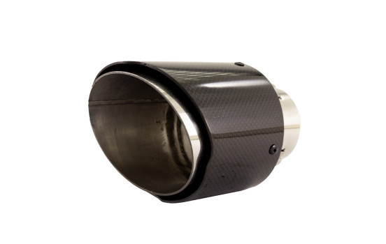 Embout d'échappement Simoni Racing Round / Oblique Glossy-Carbon + Inox - 89xL155mm - Assemblage 63mm, Image 9