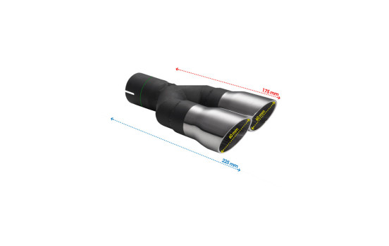Embout d'échappement Ulter Sport - Double Round 60mm Race - Longueur 175mm - Montage ->50mm - Inox, Image 3
