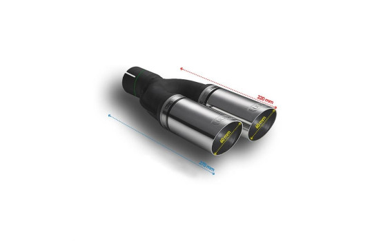 Embout d'échappement Ulter Sport - Double Round 60mm Race - Longueur 220mm - Montage ->50mm - Inox, Image 2