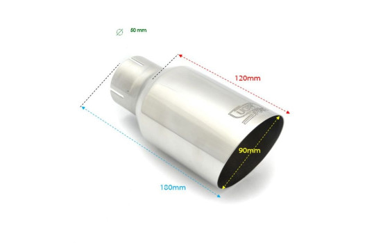 Embout d'échappement Ulter Sport - Rond 90mm Coudé - Longueur 180mm - Montage ->50mm - Inox, Image 2