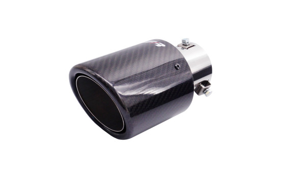 Enjoliveur d'échappement Simoni Racing Rond/Incliné Brillant-Carbone - 102xL180mm - Fixation 38-63mm