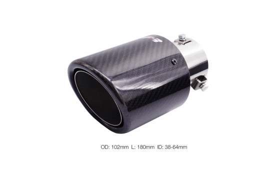 Enjoliveur d'échappement Simoni Racing Rond/Incliné Brillant-Carbone - 102xL180mm - Fixation 38-63mm, Image 2