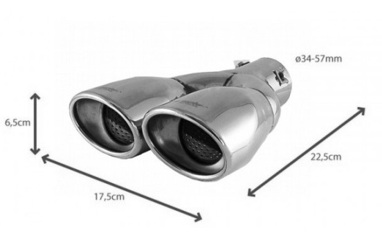 Finition d'échappement Simoni Racing acier inoxydable double ovale / angulaire - 86x63xL235mm - Montage -> 34 mm, Image 2