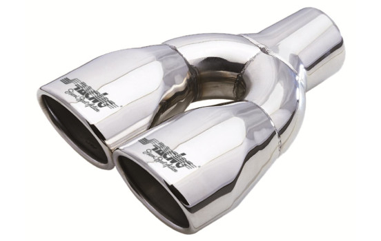 Finition d'échappement Simoni Racing acier inoxydable double ovale / angulaire - 86x63xL235mm - Montage -> 34 mm