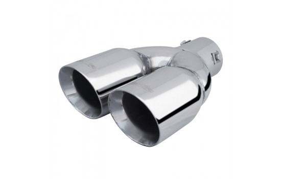 Finition d'échappement Simoni Racing acier inoxydable double rond / angle - Ø2x76xL240mm - Montage 34-60mm