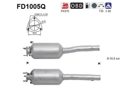 Filtre à particules / à suie, échappement FD1005Q AS