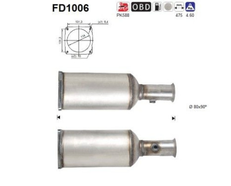 Filtre à particules / à suie, échappement FD1006 AS