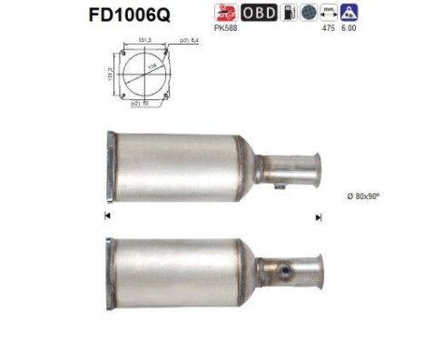 Filtre à particules / à suie, échappement FD1006Q AS