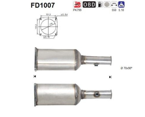 Filtre à particules / à suie, échappement FD1007 AS