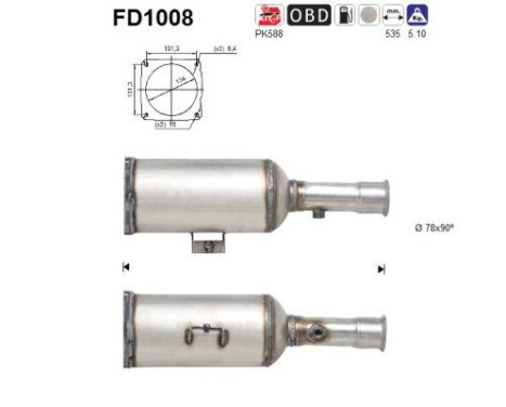 Filtre à particules / à suie, échappement FD1008 AS