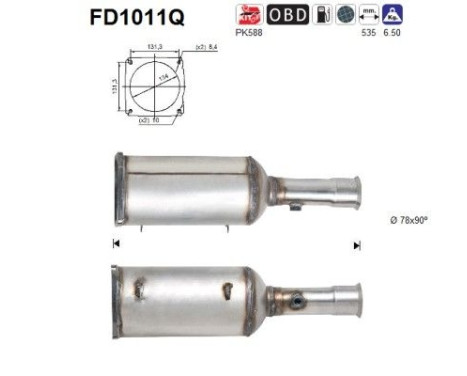 Filtre à particules / à suie, échappement FD1011Q AS