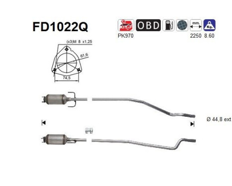Filtre à particules / à suie, échappement FD1022Q AS