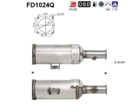 Filtre à particules / à suie, échappement FD1024Q AS