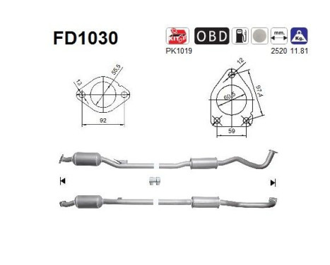 Filtre à particules / à suie, échappement FD1030 AS