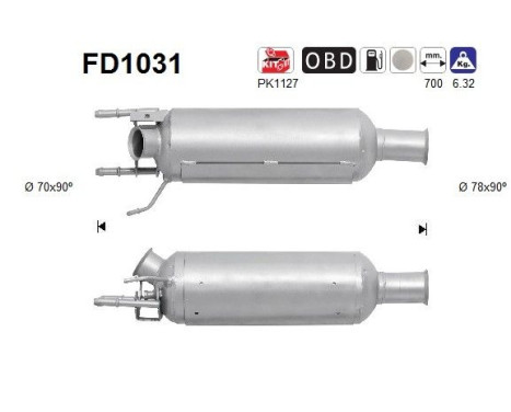 Filtre à particules / à suie, échappement FD1031 AS